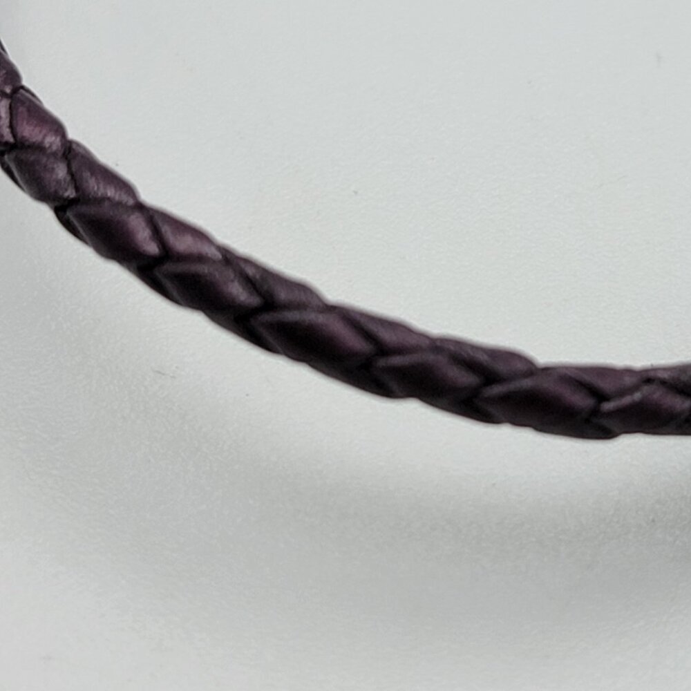 Pandora Brown Woven Leather Bracelet 6" With 3 Sterling Silver Charms All Marked - Picture 5 of 9